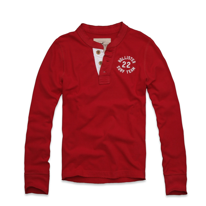 Hollister Hombres Ponte de pie de cuello Largo Remera HCO3850